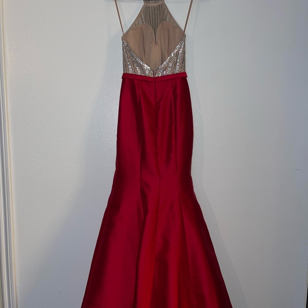 Red Backless Prom Dress - Picture 2 of 3